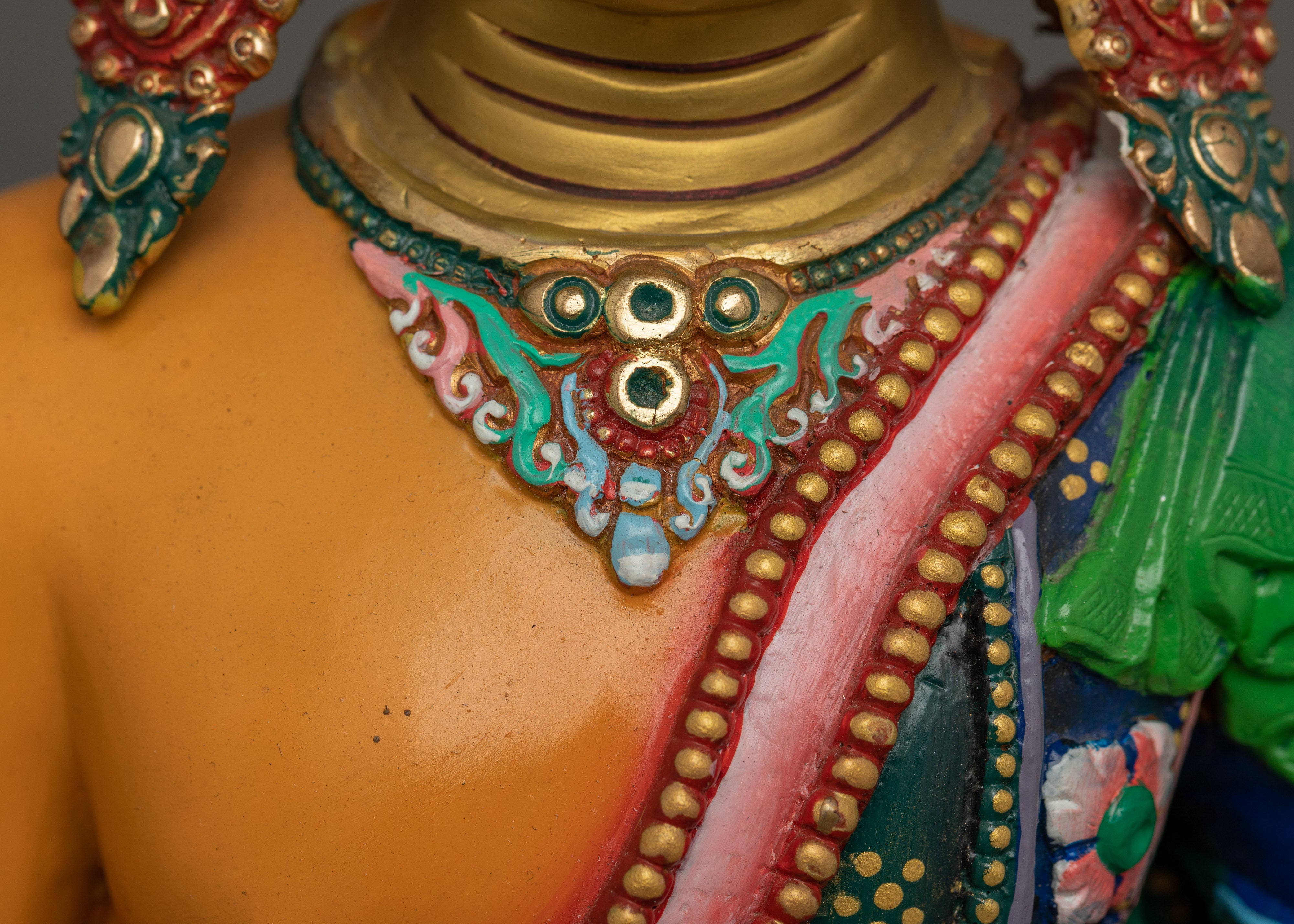 Colorful Crown Shakyamuni Buddha Statue | Handmade in Nepal