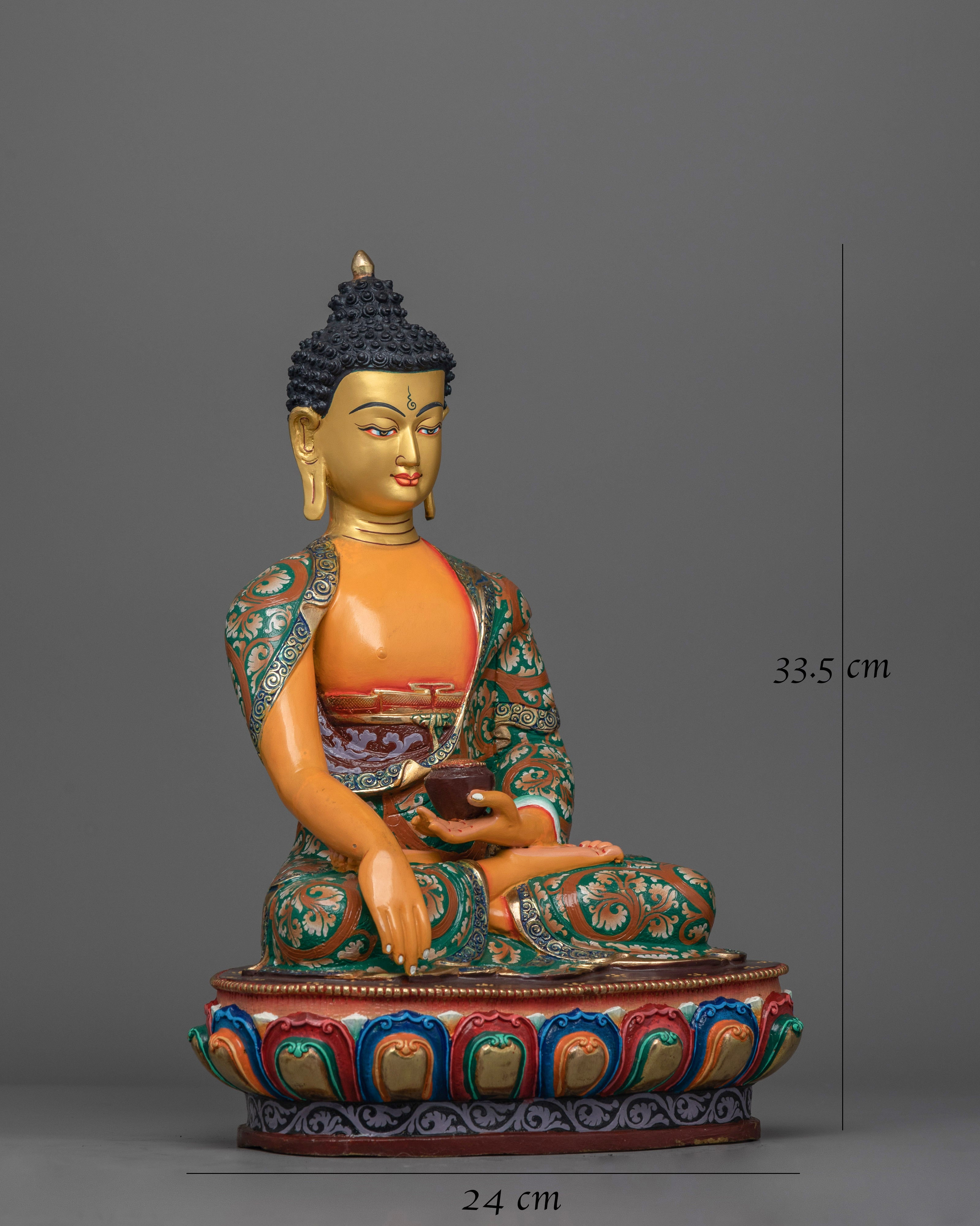 Colorful Shakyamuni Buddha Statue | Handmade in Nepal, by Nepali Artists