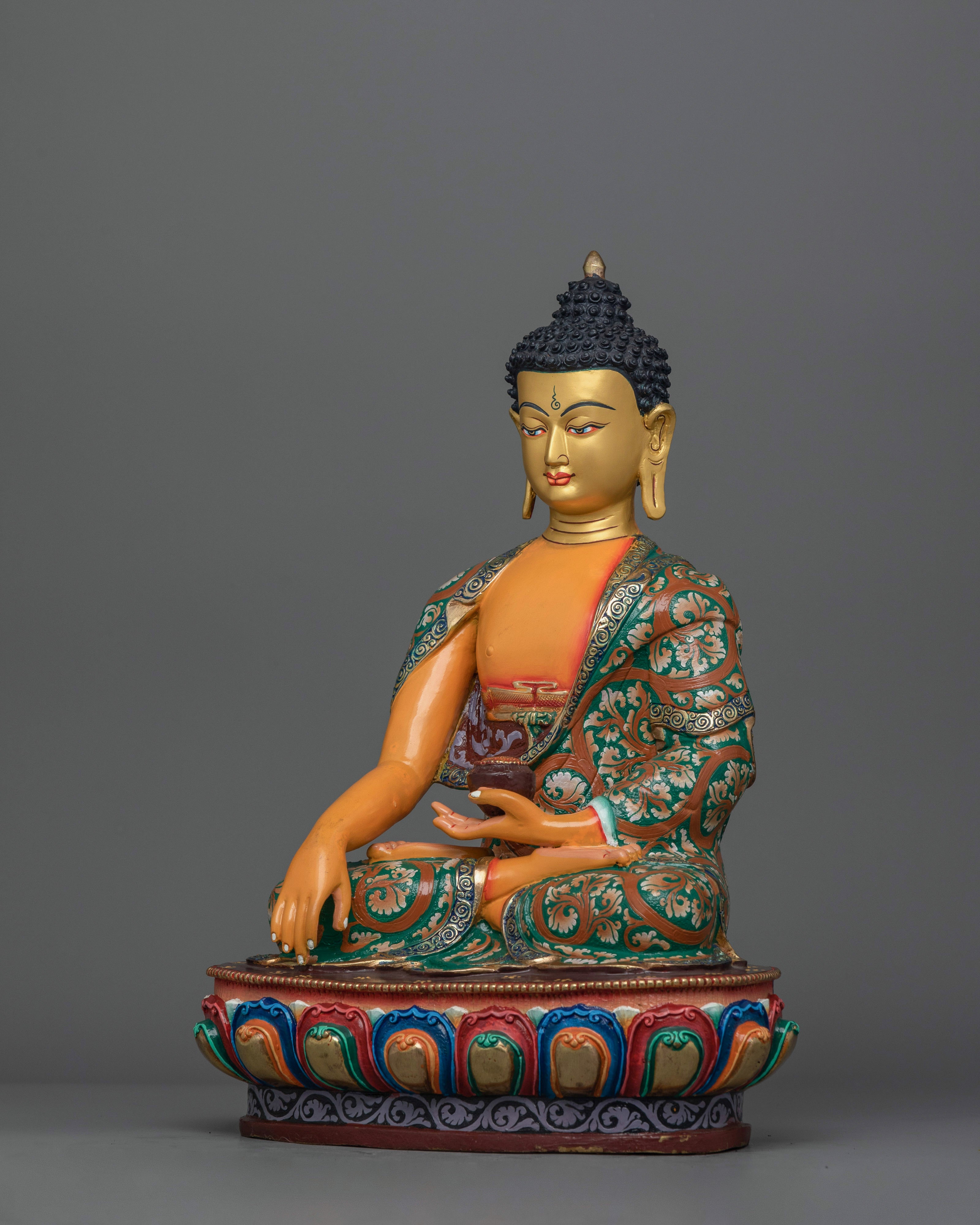 Colorful Shakyamuni Buddha Statue | Handmade in Nepal, by Nepali Artists