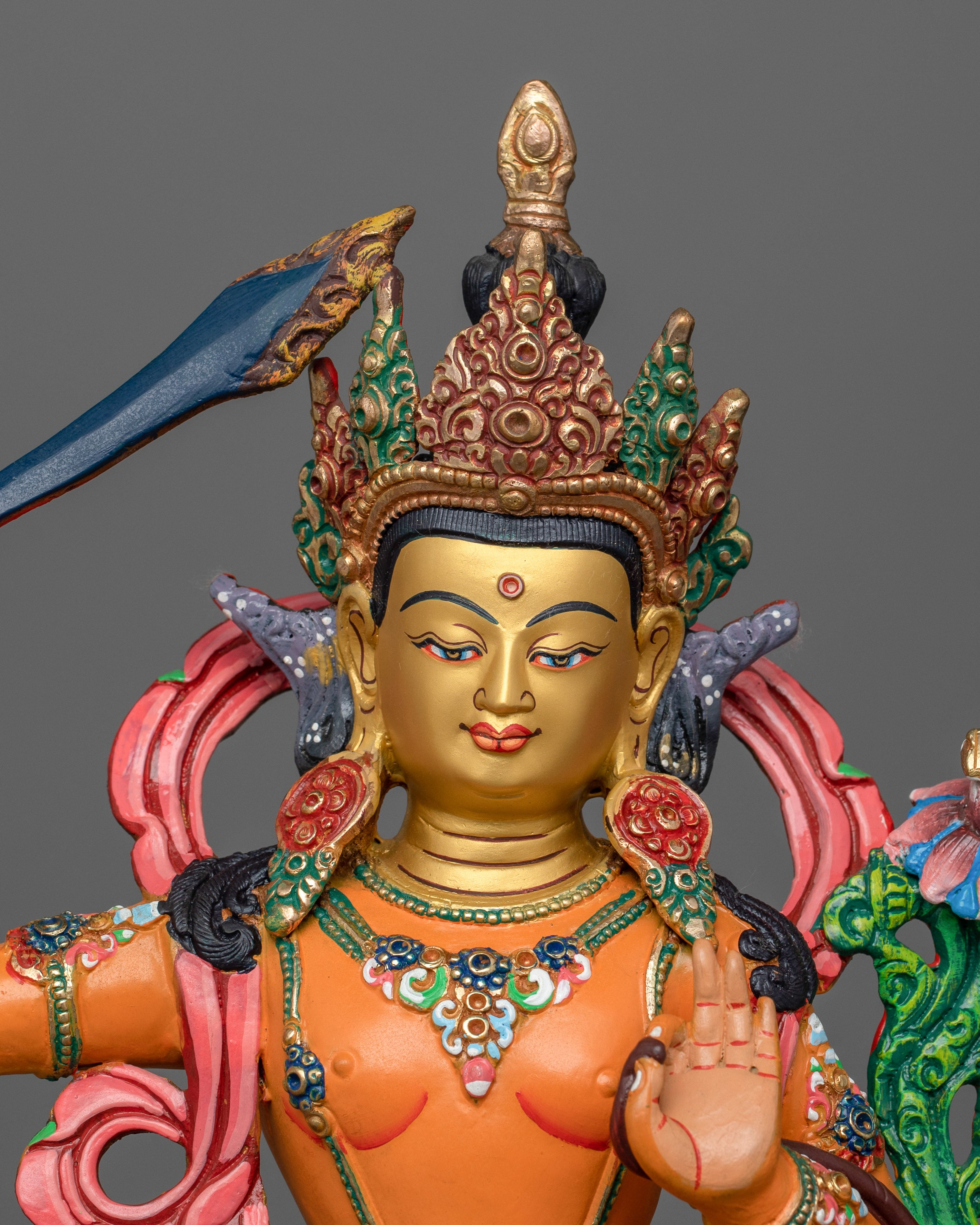 Colorful Statue of Manjushri | Handcrafted by Nepali Artists in Nepal