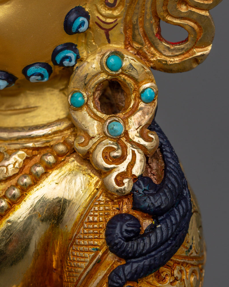 8 Inch Dzambhala Statue for Dharma | 24k Gold Gilded Figurine