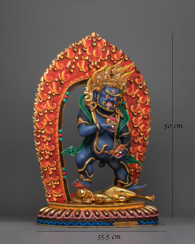 Colorful Black Dzambhala Statue | Wrathful Wealth Deity of Buddhism