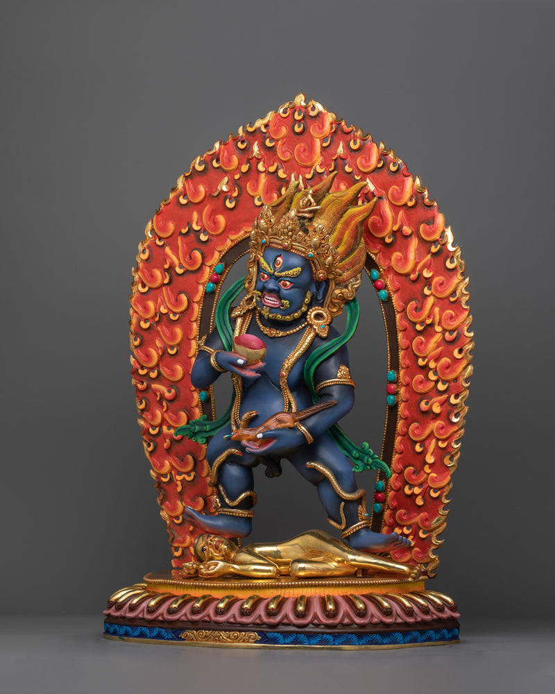 Colorful Black Dzambhala Statue | Wrathful Wealth Deity of Buddhism