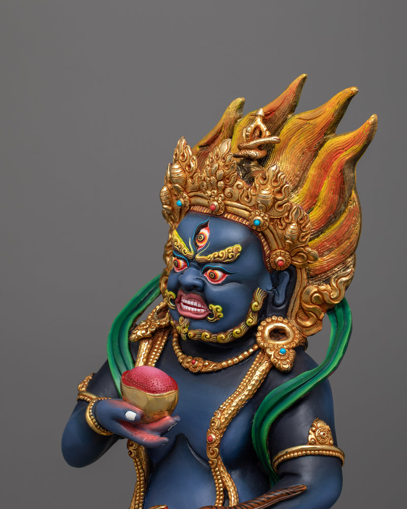 Colorful Black Dzambhala Statue | Wrathful Wealth Deity of Buddhism