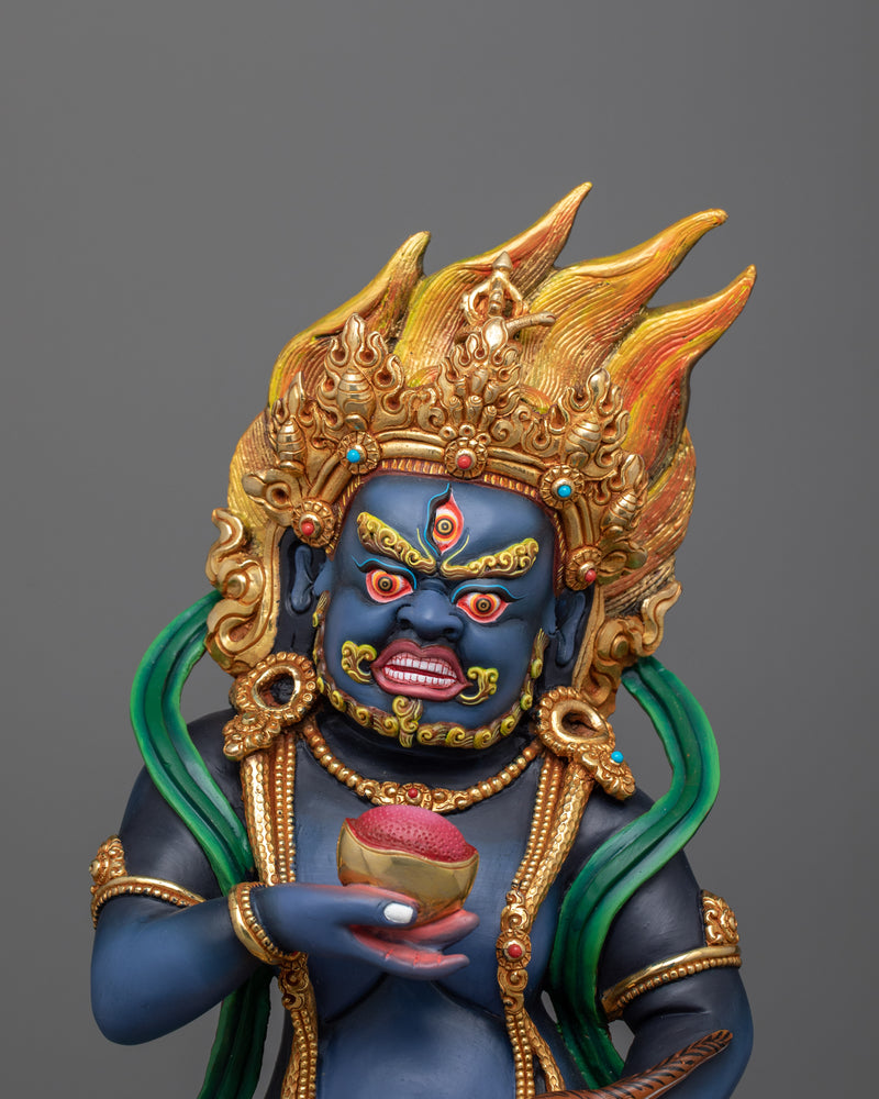 Colorful Black Dzambhala Statue | Wrathful Wealth Deity of Buddhism
