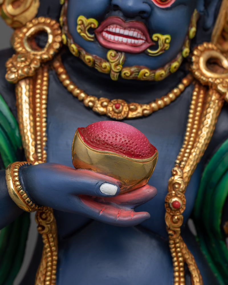 Colorful Black Dzambhala Statue | Wrathful Wealth Deity of Buddhism