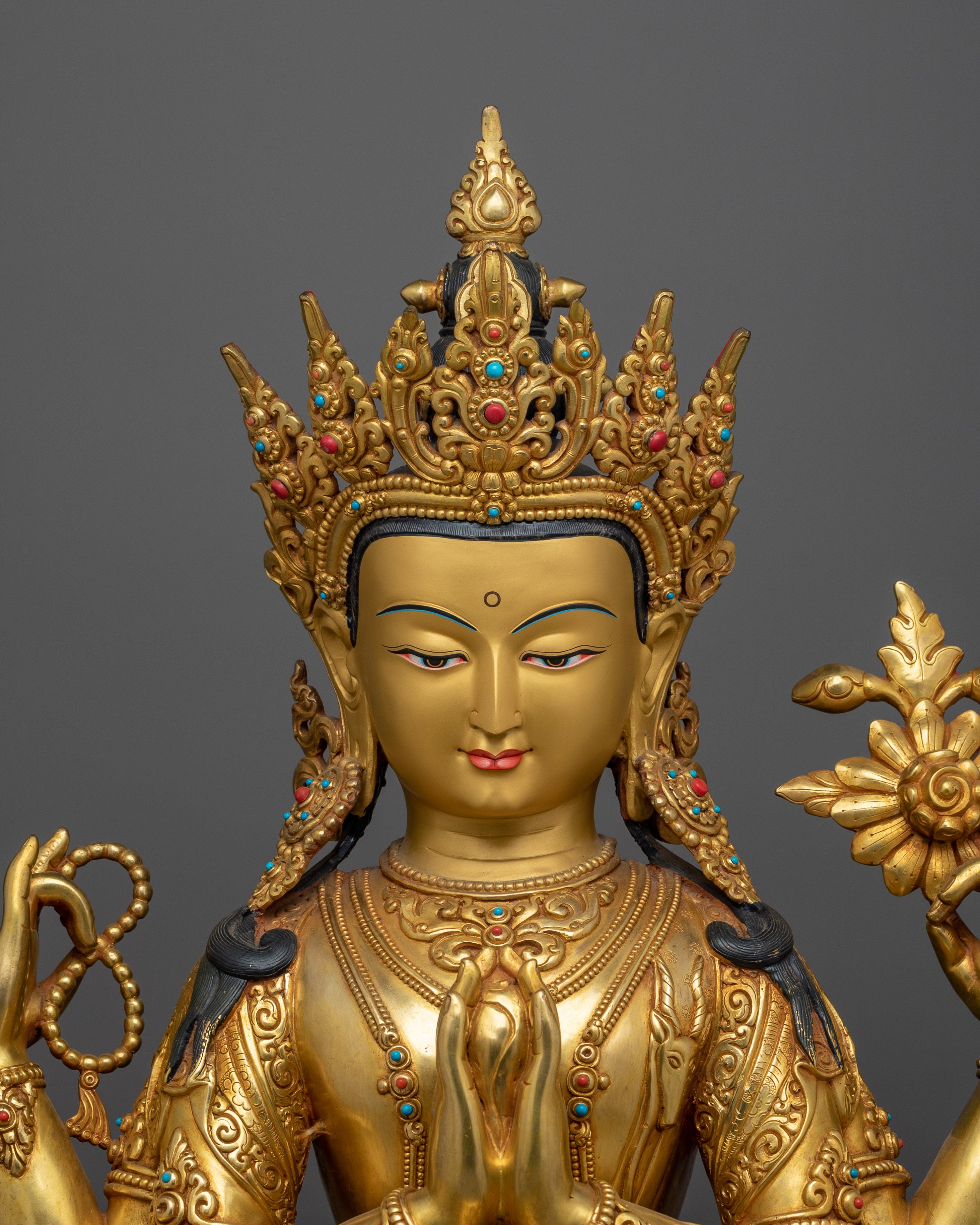 Tibetan Art for Meditation Chenrezig Lokeshvara Figurine | Symbol of Universal Compassion