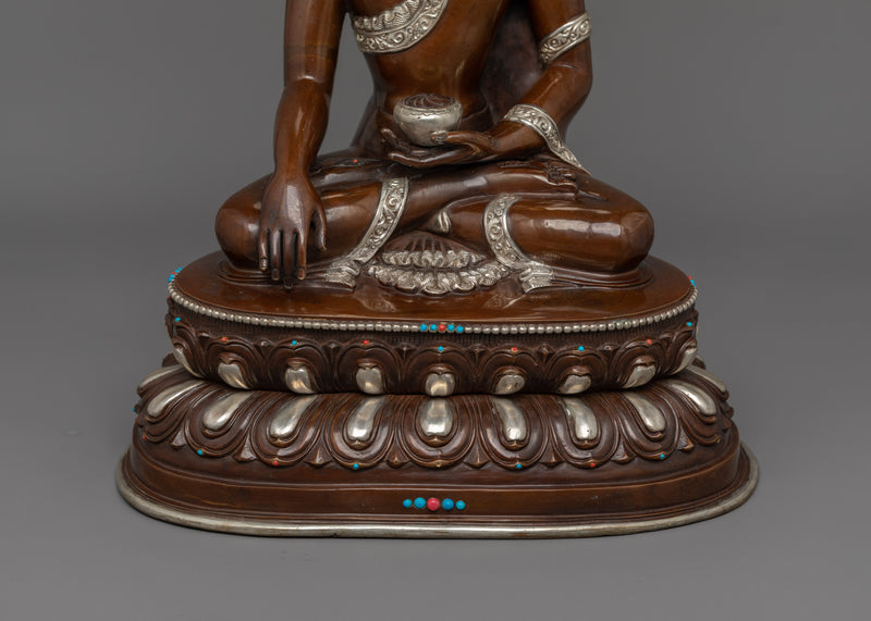 Ideal for Meditation Shakyamuni Buddha with Silver Halo | Perfect for Buddhist Shrine Decor