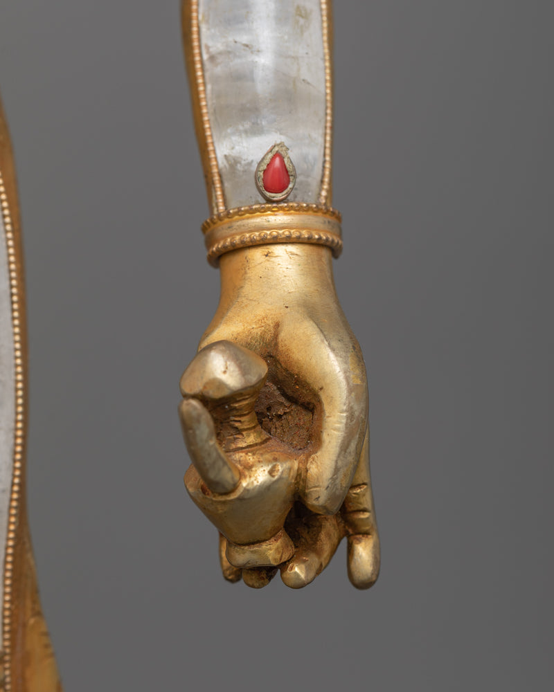 Crystal Avalokiteshvara Statue | Handcrafted  and Gold Electroplated Art