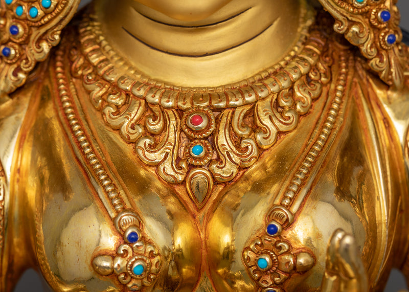 Green Ārya Tārā Statue | 19 Inch Feminine Graceful Sculpture of Female Buddha