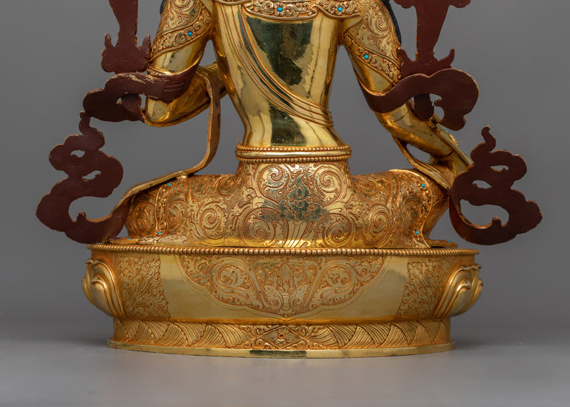 Green Ārya Tārā Statue | 19 Inch Feminine Graceful Sculpture of Female Buddha