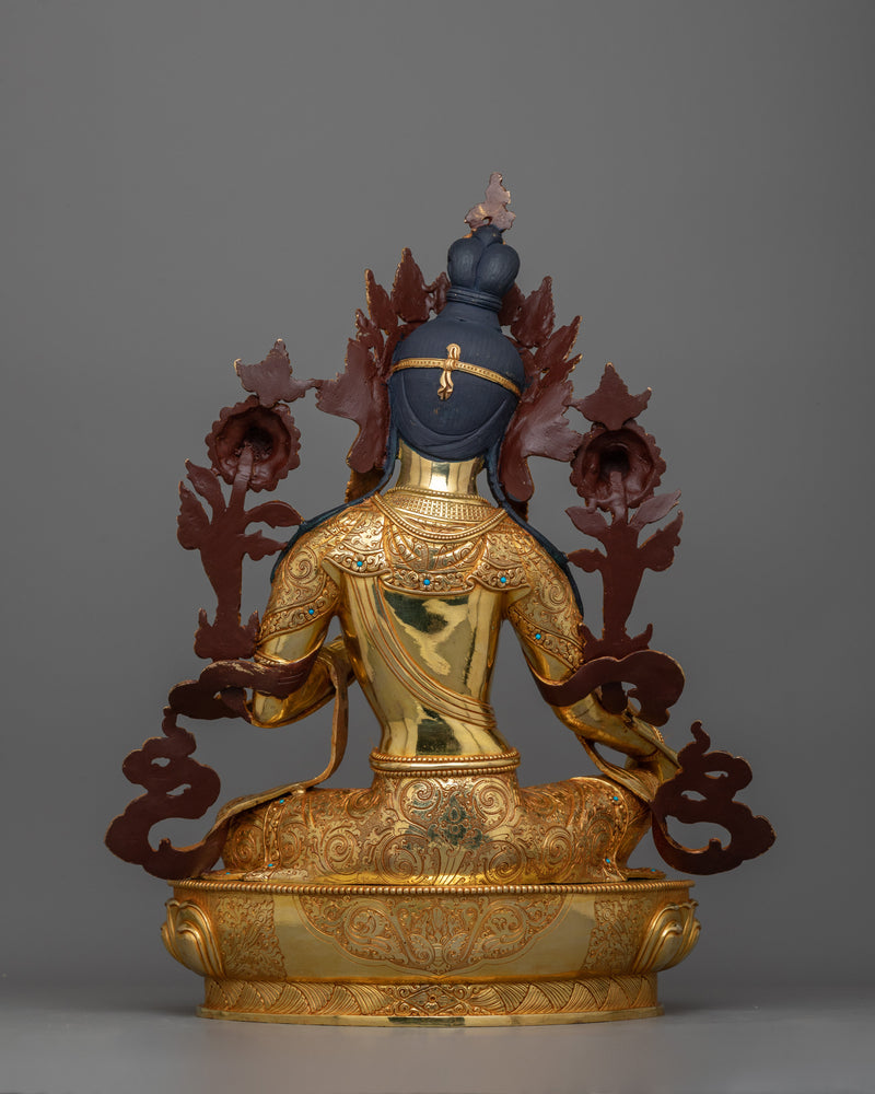 Green Ārya Tārā Statue | 19 Inch Feminine Graceful Sculpture of Female Buddha
