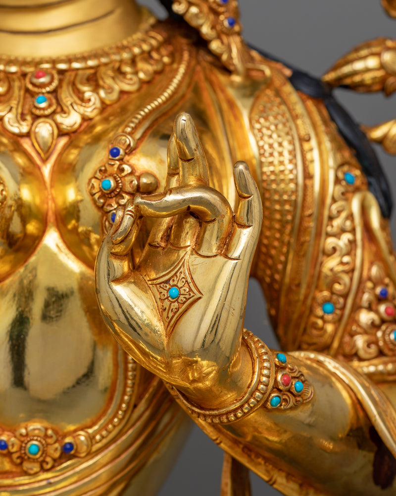 Green Ārya Tārā Statue | 19 Inch Feminine Graceful Sculpture of Female Buddha