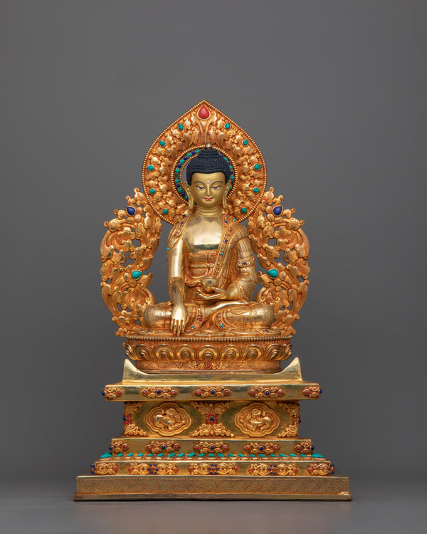 24 Karat Gold-Gilded Shakyamuni Buddha Statue