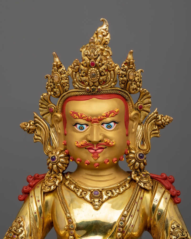Jambala Wealth Deity Statue Prosperity Rituals | 24k Gold Gilded Sculpture