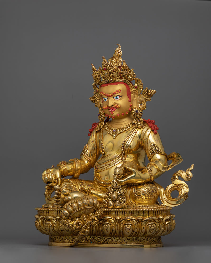 Jambala Wealth Deity Statue Prosperity Rituals | 24k Gold Gilded Sculpture