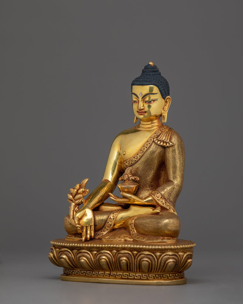 Healing Buddha Bhaisajyaguru Statue | Handcrafted 24K Gold Gilded Statue