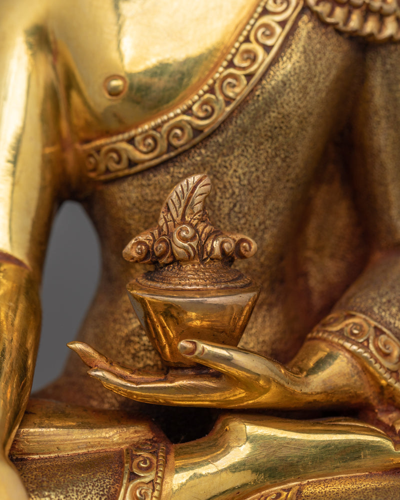 Healing Buddha Bhaisajyaguru Statue | Handcrafted 24K Gold Gilded Statue