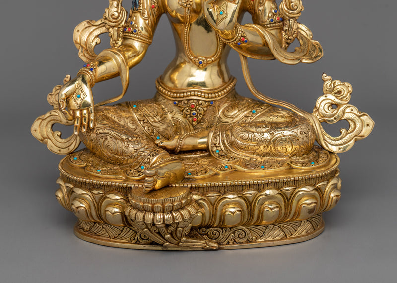24K Gold-Gilded Protector and Compassionate Deity | Green Tara Statue: