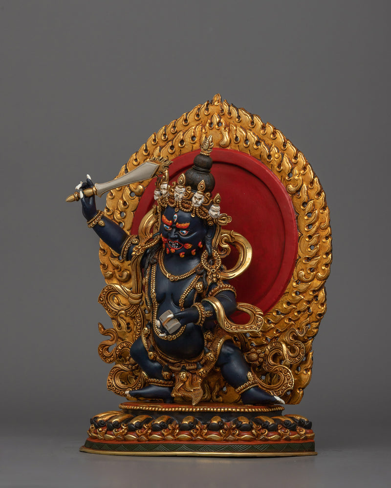 Wrathful Black Manjushri Altar Sculpture | The Fierce Deity of Wisdom