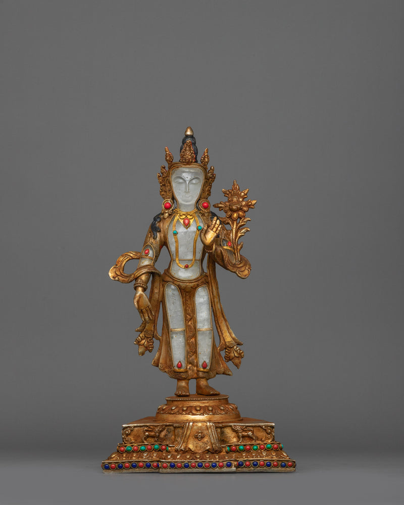 Sacred Avalokiteshvara Sculpture | Radiant Gemstone Buddhist Artwork