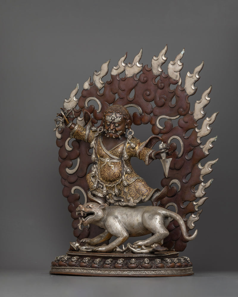 Wrathful Dorje Drollo Buddhist Protector Deity Sculpture | Ideal for Sacred Altar Spaces