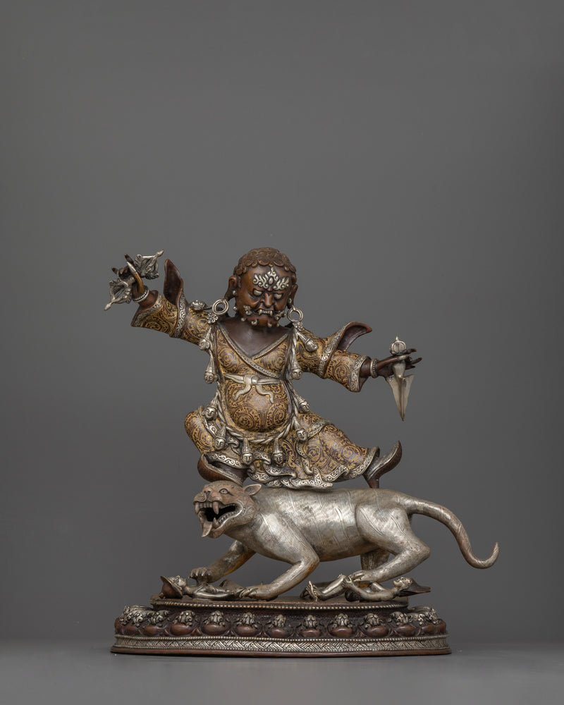 Wrathful Dorje Drollo Buddhist Protector Deity Sculpture | Ideal for Sacred Altar Spaces