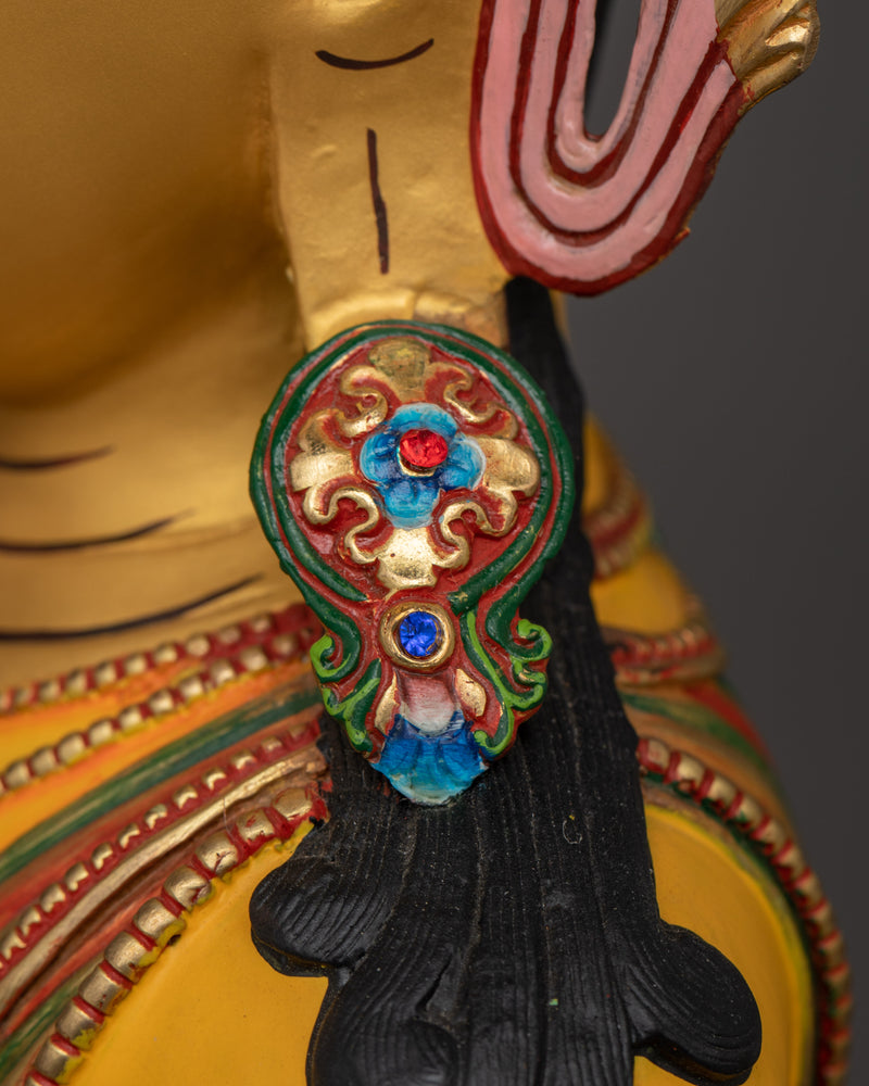 Amoghasiddhi Buddha Statue | 24K Gold Painted on Face | Sacred Copper Sculpture