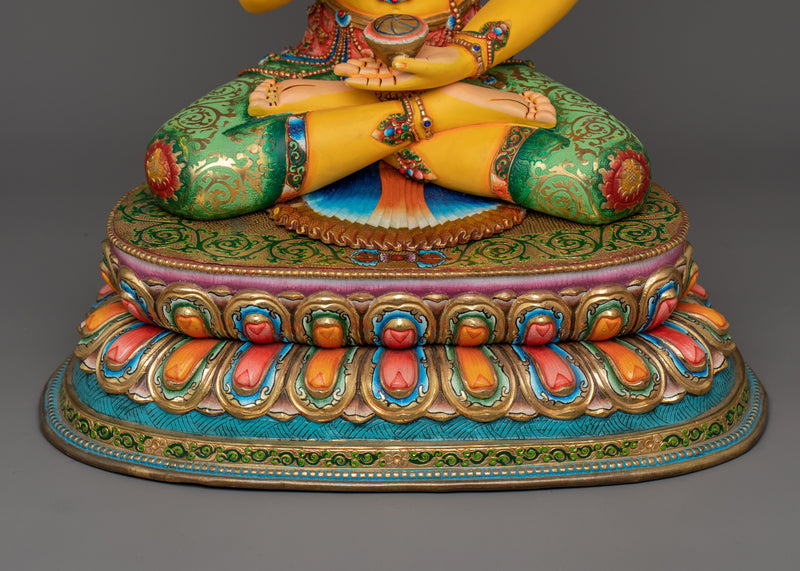 Amoghasiddhi Buddha Statue | 24K Gold Painted on Face | Sacred Copper Sculpture