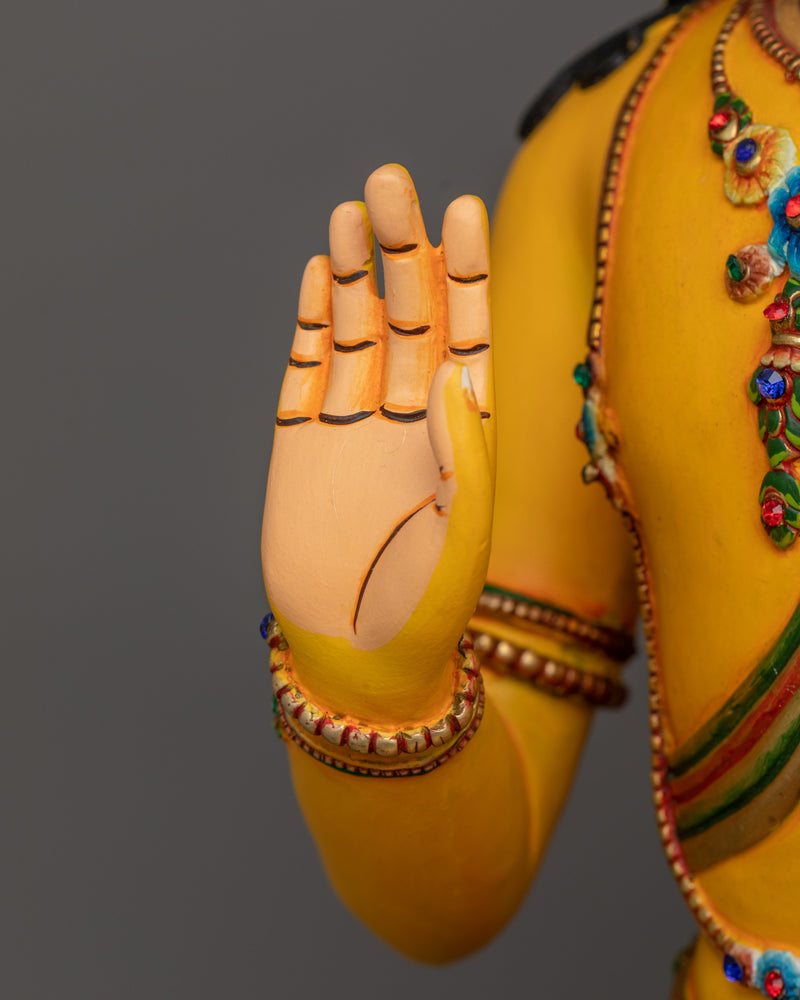 Amoghasiddhi Buddha Statue | 24K Gold Painted on Face | Sacred Copper Sculpture