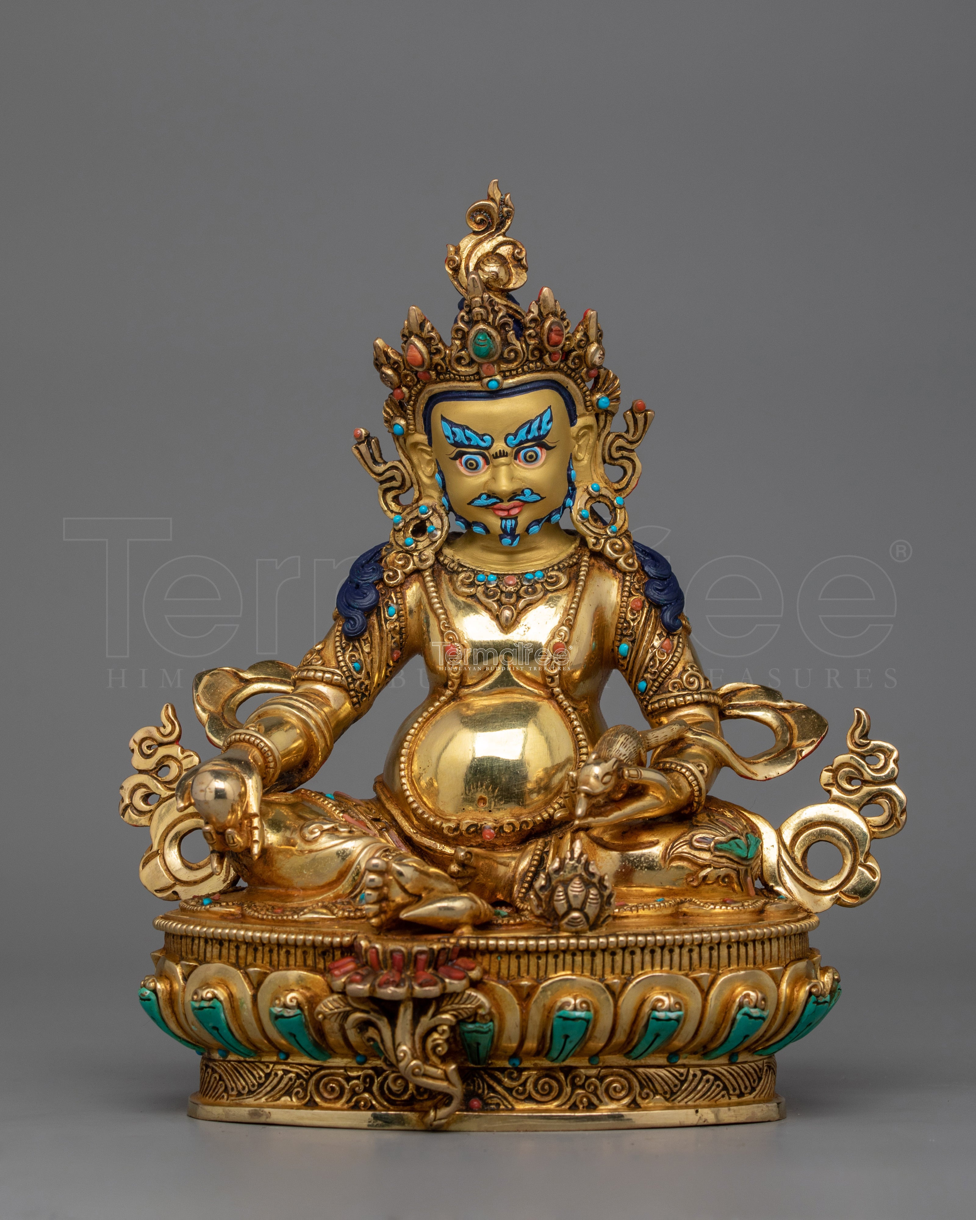 Dzambhala Wrathful God of Wealth and Prosperity Figurine | Hindu Kubera Shrine Decor