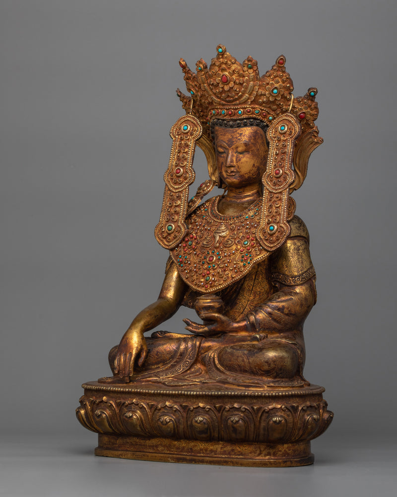 Antique Crown Shakyamuni Buddha Figurine | The Historical Buddha Shakyamuni Buddha