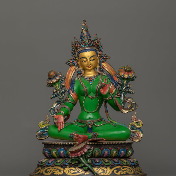 Mother Drolma Green Tara Tibetan Figurine | The Goddess of Compassion