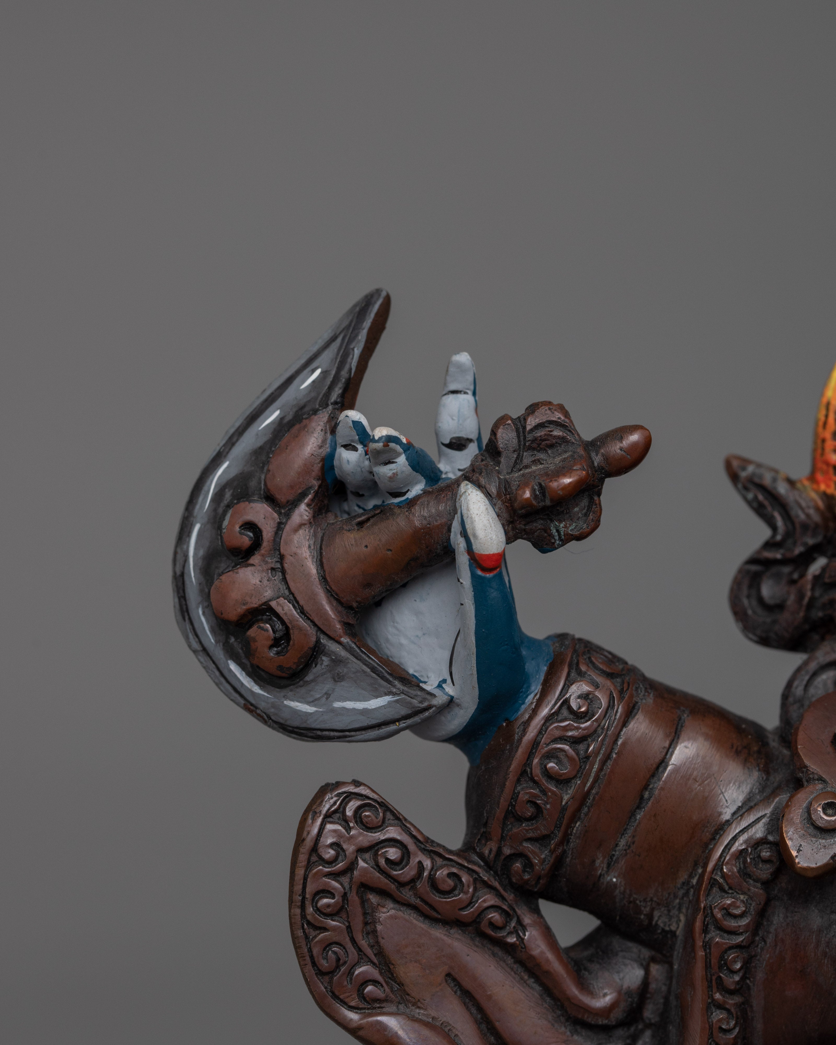 Oxidized Mahakala Bernagchen Fierce Protector Statue | Guardian of the Dharma
