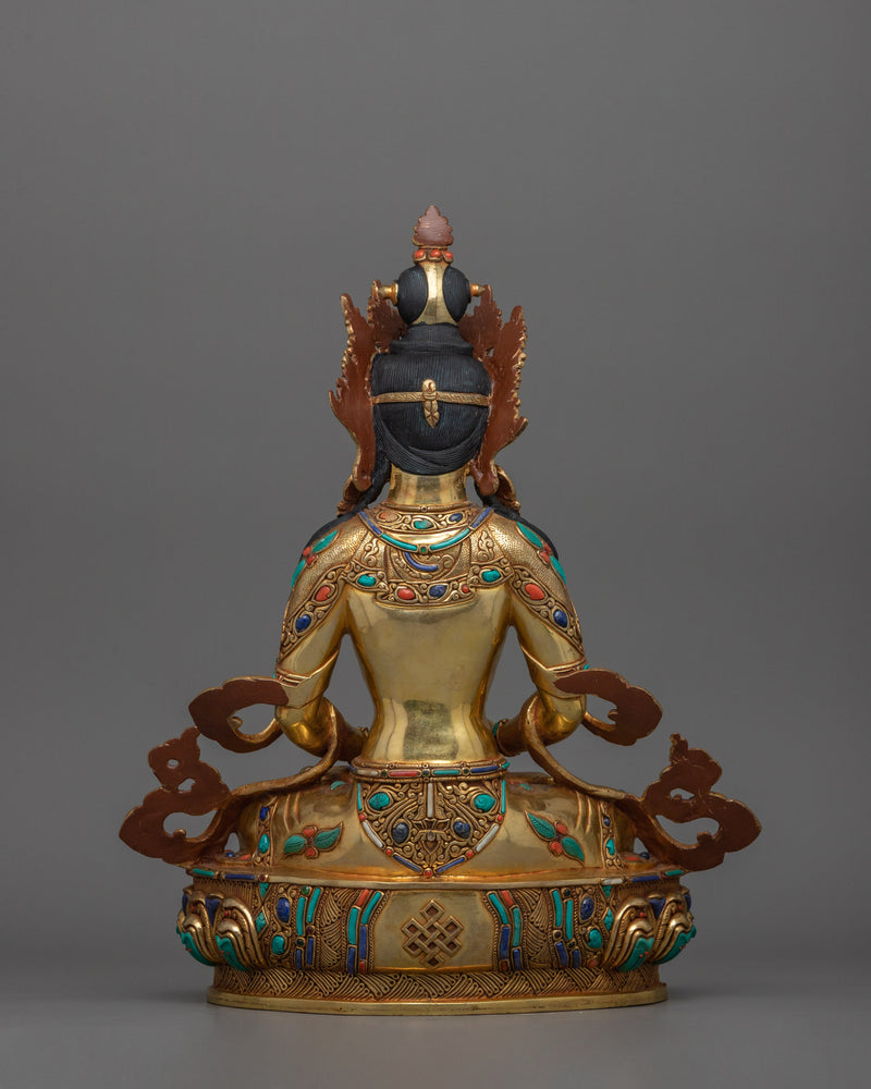 Amitayus with Longevity Vase Statue | The Buddha of Infinite Life Figurine