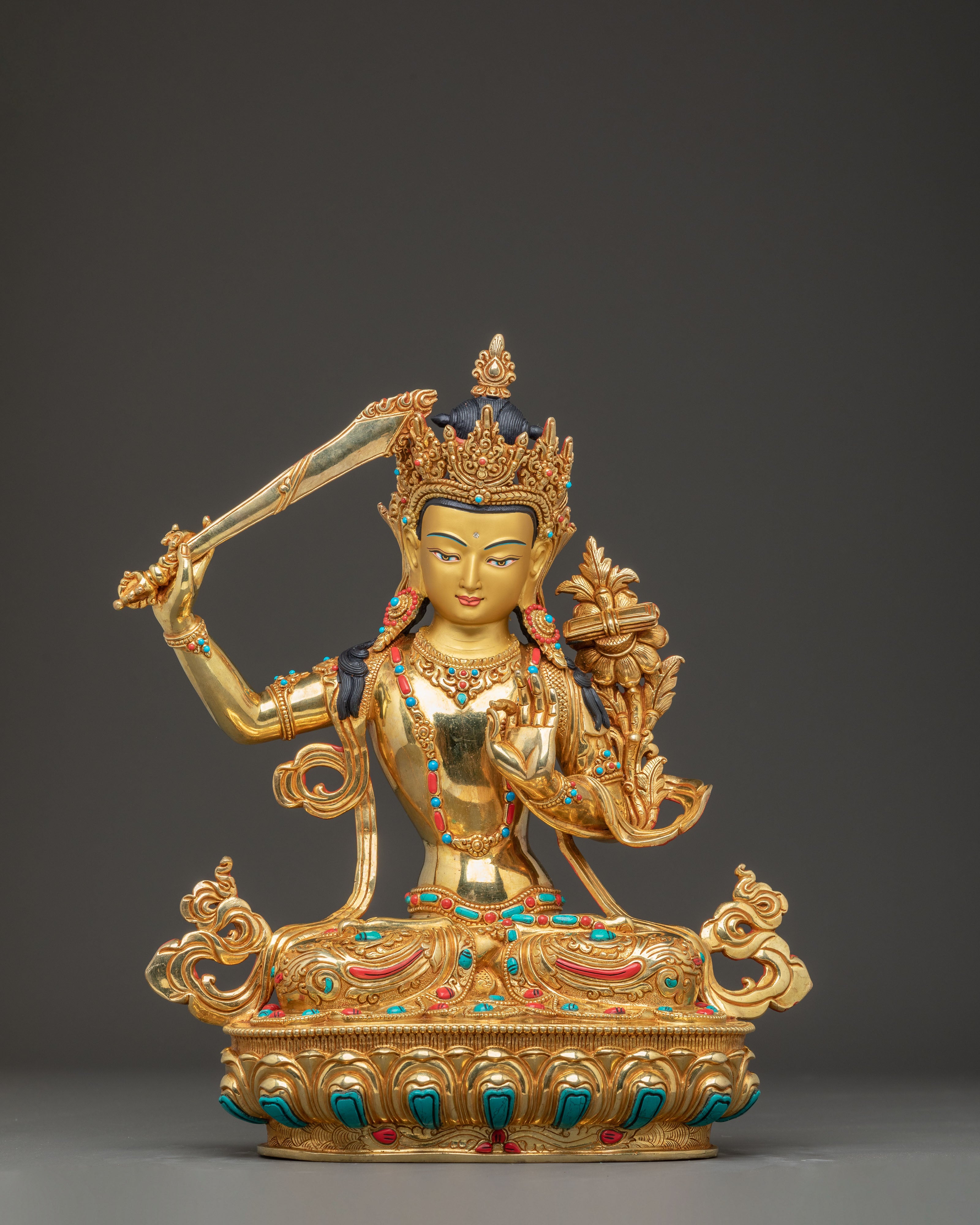 Handcrafted Nepalese-Crafted Manjushri Statue