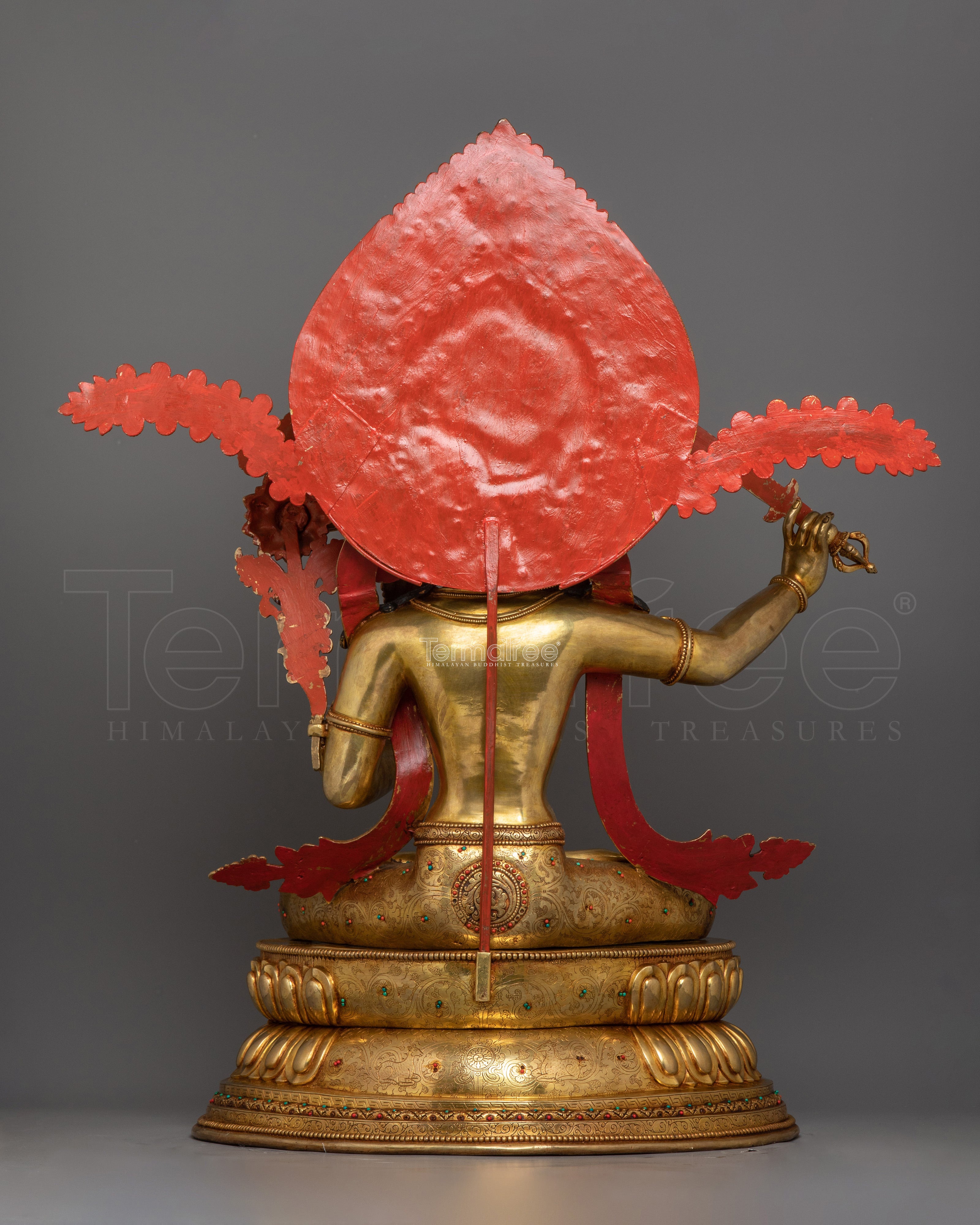Manjushri on Royal Throne Statue | Bodhisattva Who Represents Supreme Wisdom