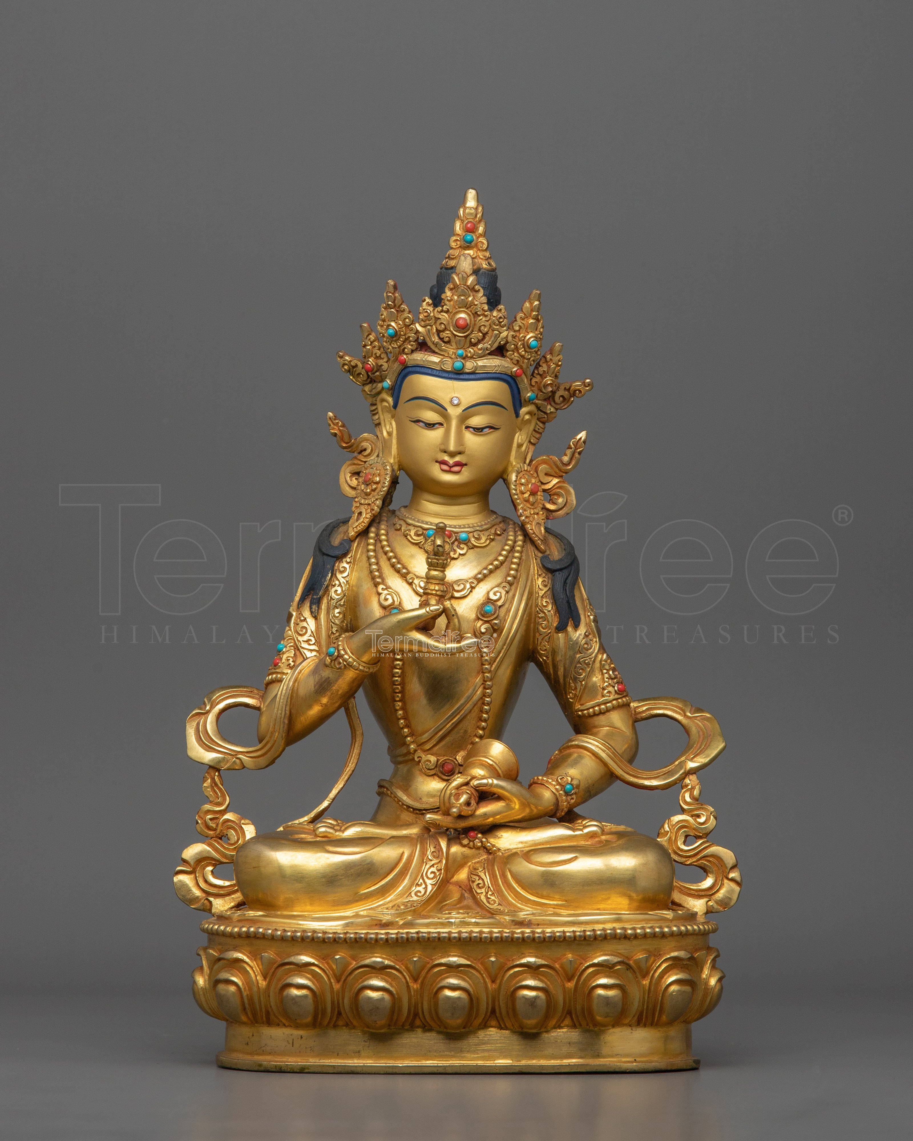 24K Gold Gilded Sacred Sculpture of Vajrasattva | Inner Peace and Transformation