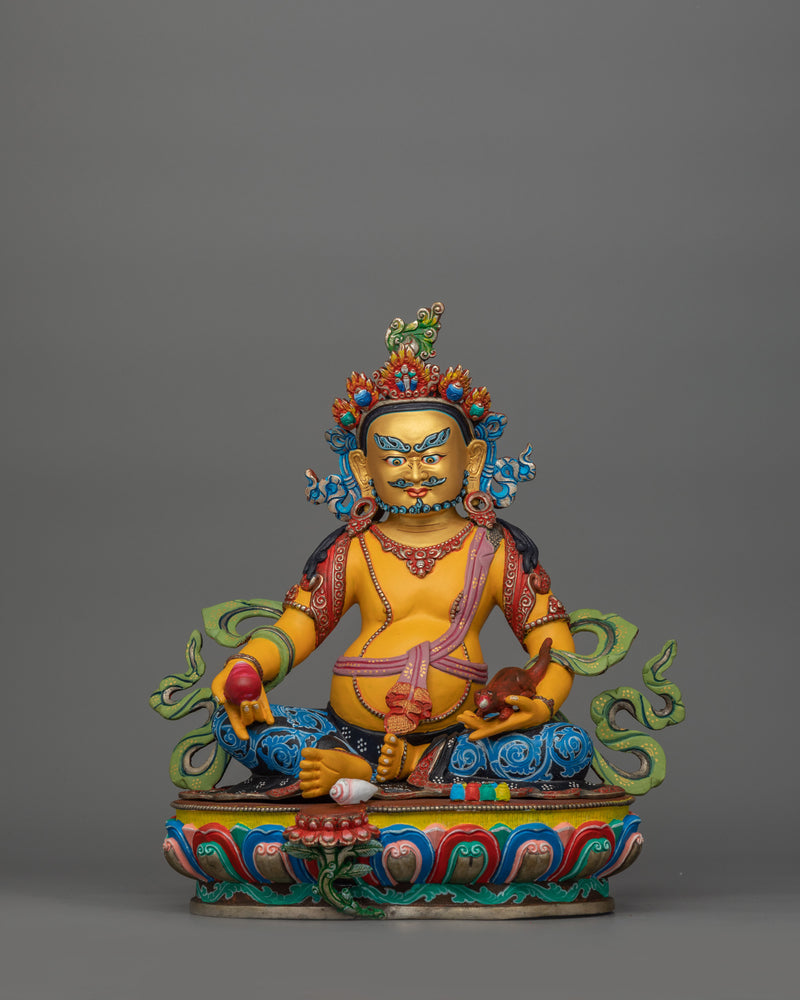 Tibetan Dzambhala Deity | 24k Gold Gilded Figurine
