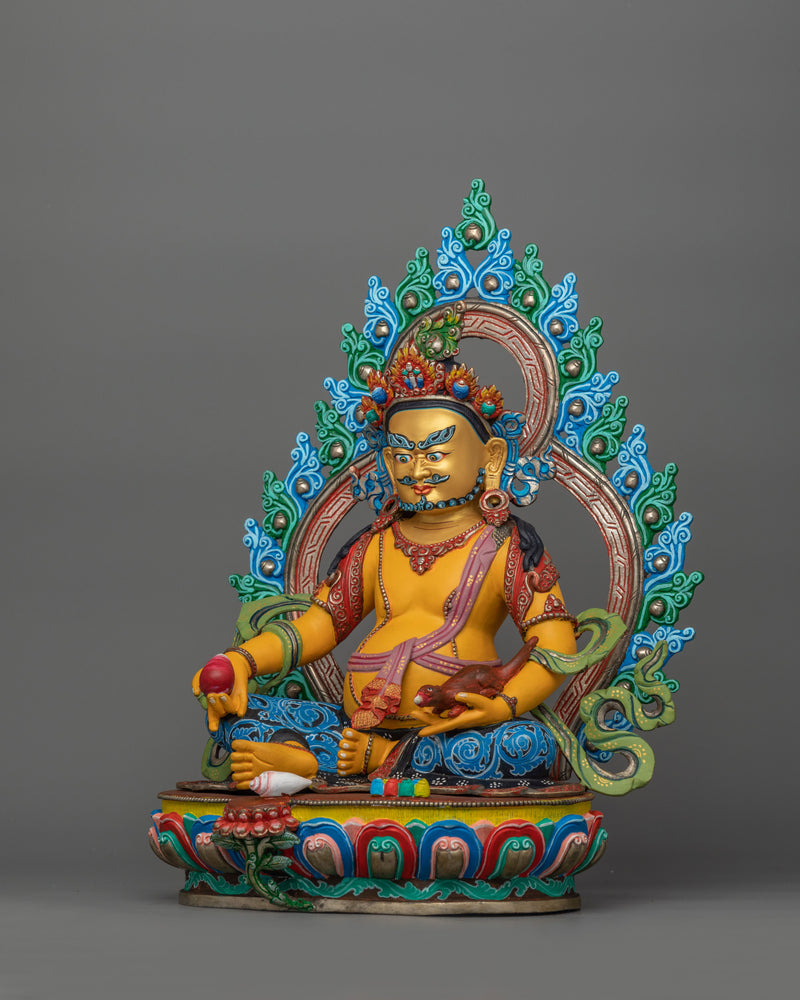 Tibetan Dzambhala Deity | 24k Gold Gilded Figurine