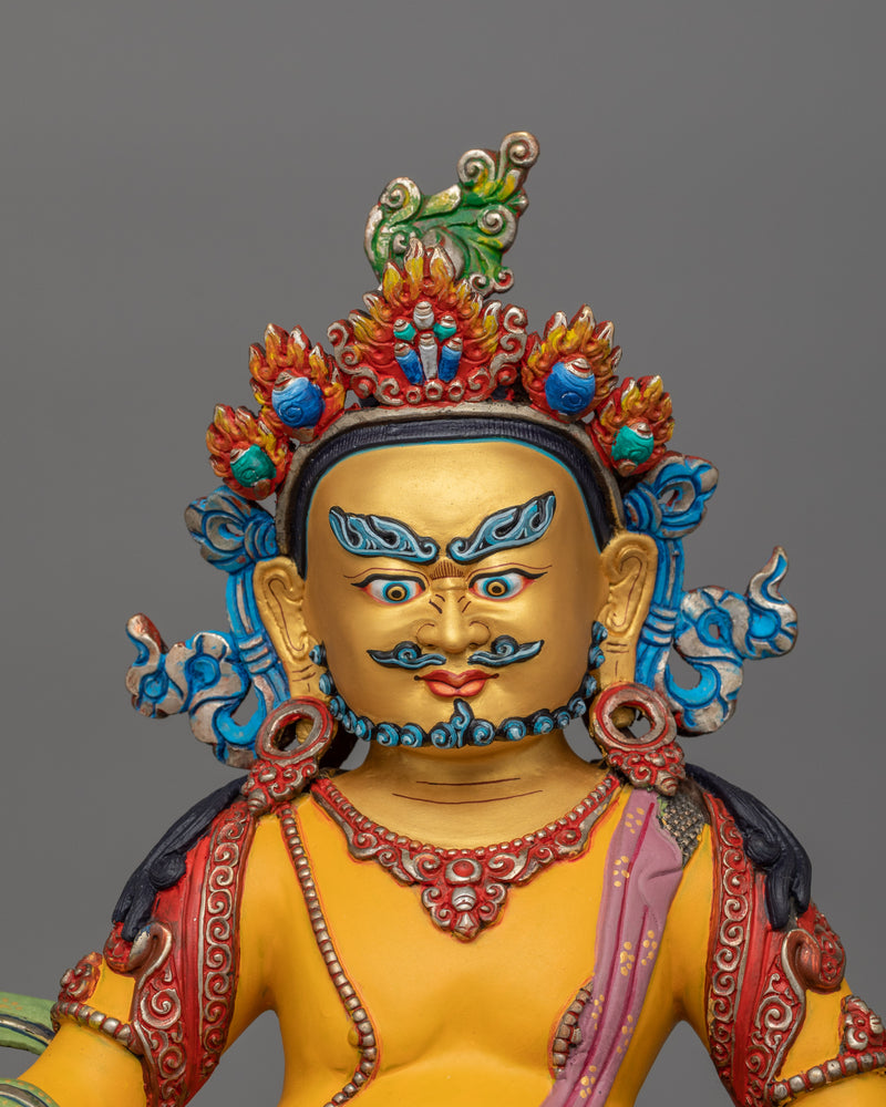 Tibetan Dzambhala Deity | 24k Gold Gilded Figurine