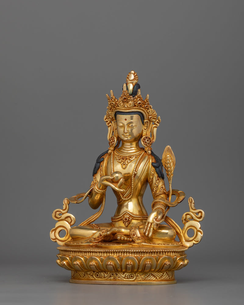 24k Gold Gilded Brahmin Maiden Kshitigarbha Statue | The Bodhisattva of Compassion