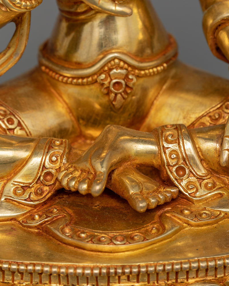 24k Gold Gilded Brahmin Maiden Kshitigarbha Statue | The Bodhisattva of Compassion