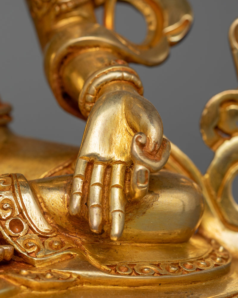 24k Gold Gilded Brahmin Maiden Kshitigarbha Statue | The Bodhisattva of Compassion