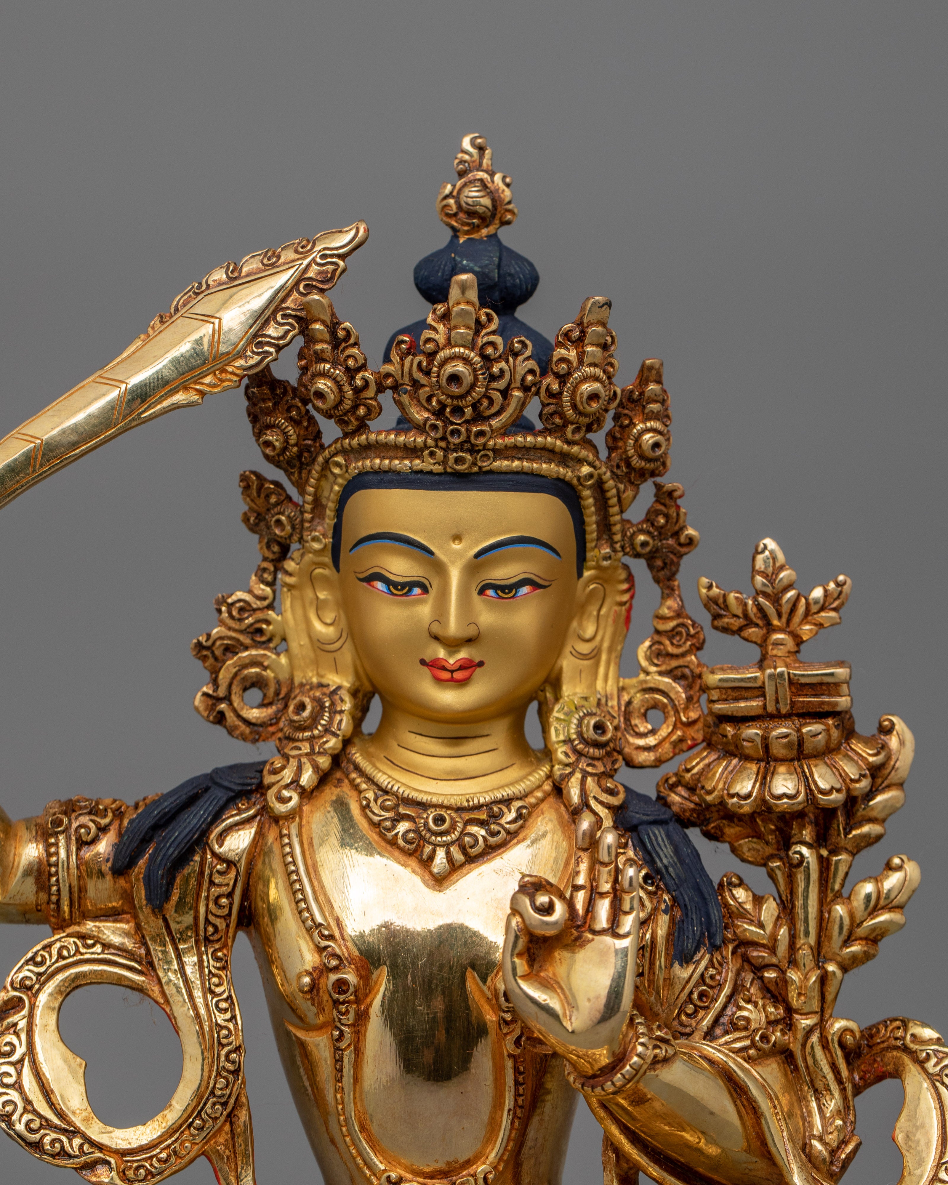 Deity of Wisdom Manjushri Figurine for Altar and Rituals | Symbol of Intellectual Clarity