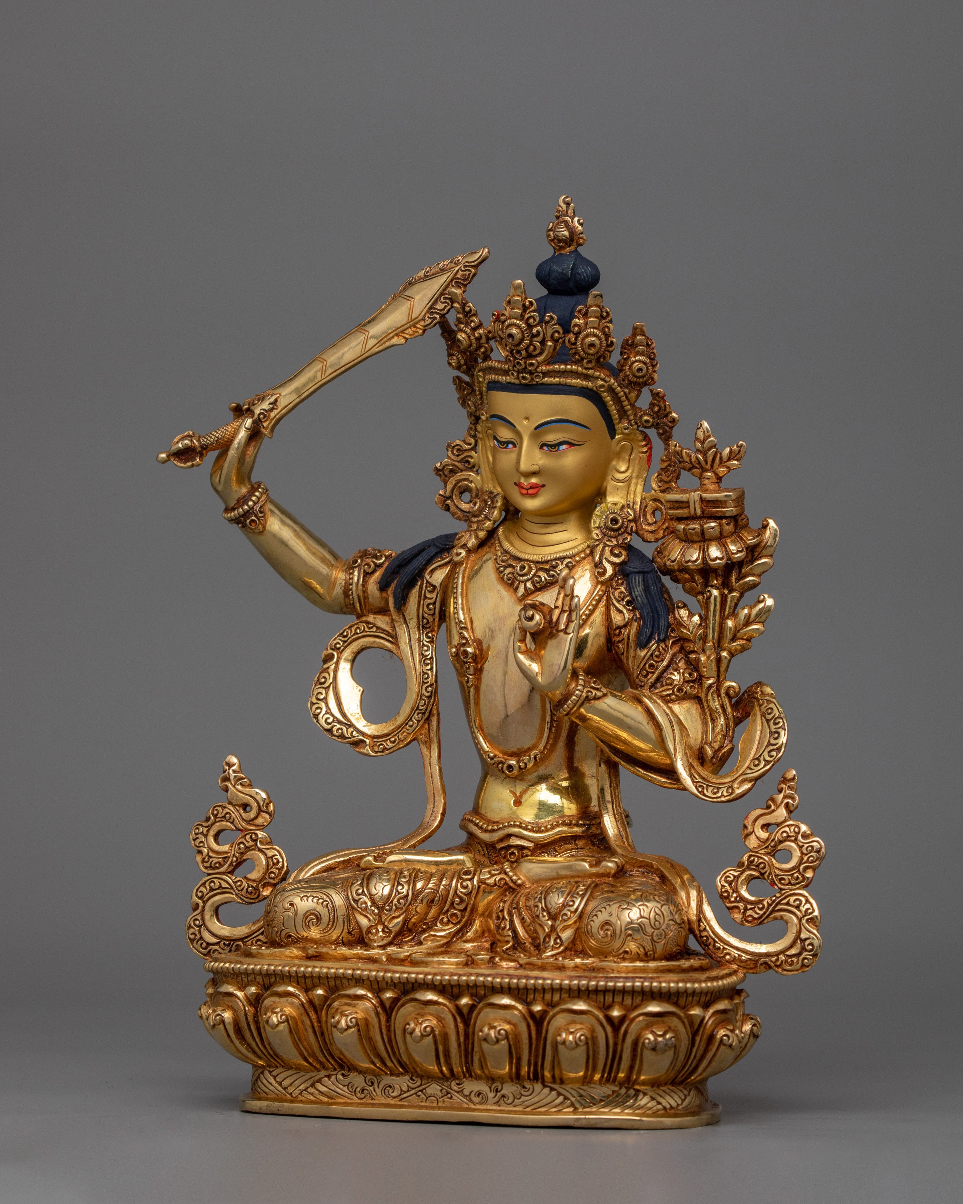 Deity of Wisdom Manjushri Figurine for Altar and Rituals | Symbol of Intellectual Clarity