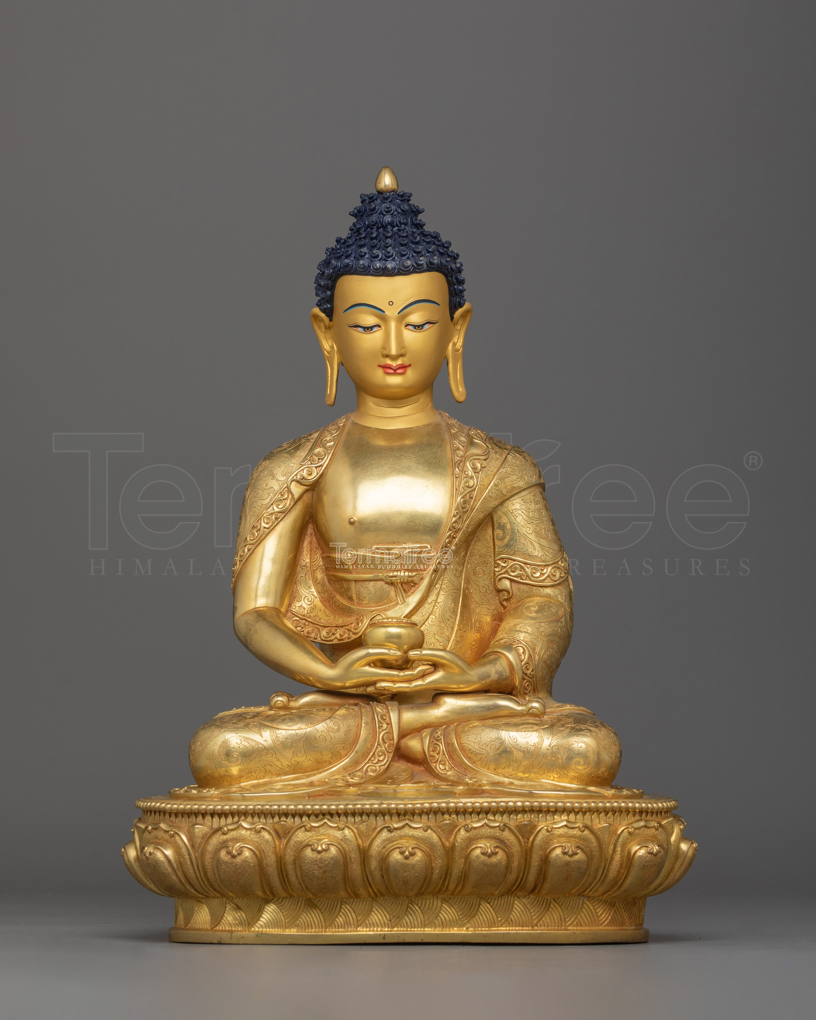 Dhyani Amitabha Buddha for Altar | 24K Gold-Gilded Buddhist Statue