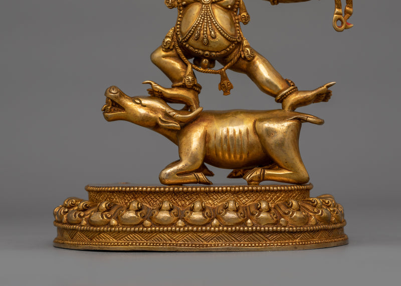 24K Gold Gilt Yama Dharmaraja Statue | Protector of Wisdom and Spiritual Strength