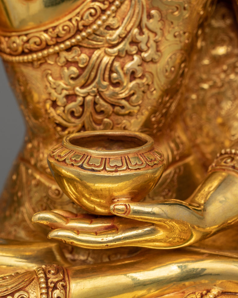 15.7 Inch Shakyamuni Buddha Statue | Handmade 24k Gold Gilded The Enlightened Sage
