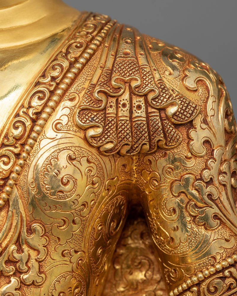 15.7 Inch Shakyamuni Buddha Statue | Handmade 24k Gold Gilded The Enlightened Sage